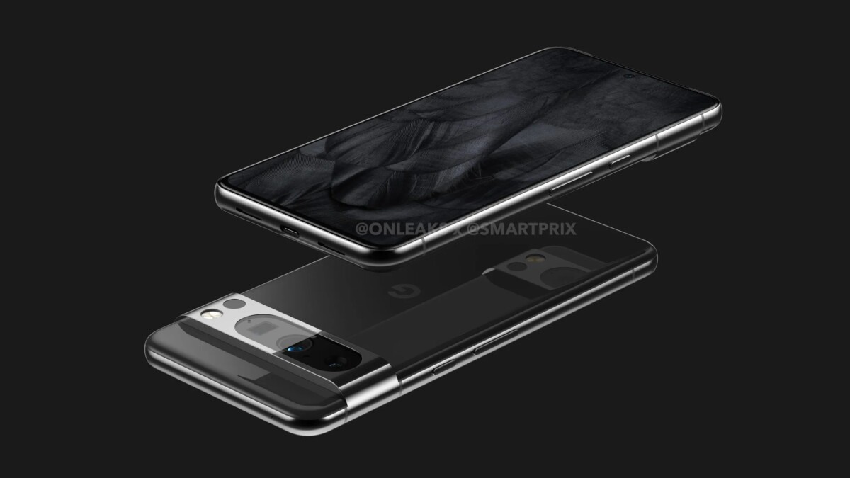 A 3D rendering of the Google Pixel 8 Pro