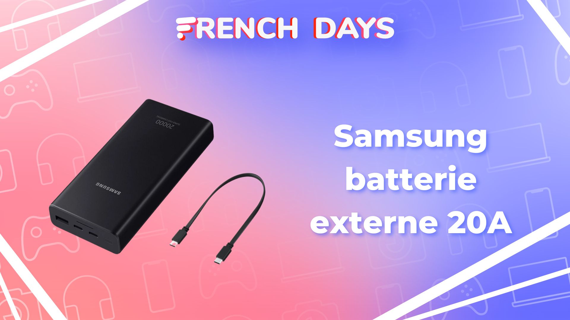 Cette batterie externe Samsung (20 000 mAh) coûte moins de 20 € pendant les  French Days