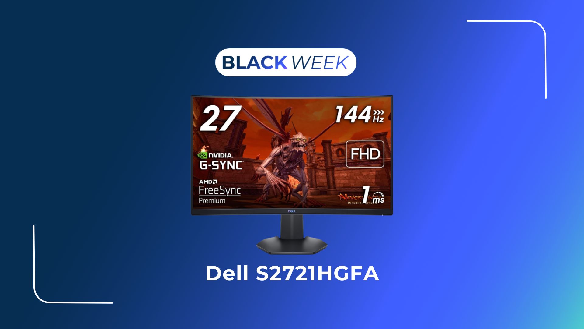 Écran de gaming incurvé Full HD Dell 24 pouces - G2422HS