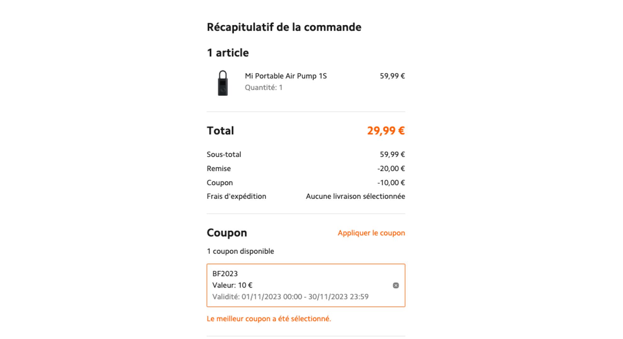 Gonfleur Xiaomi : le Mi Portable Air Pump 1S est à 29,99 €