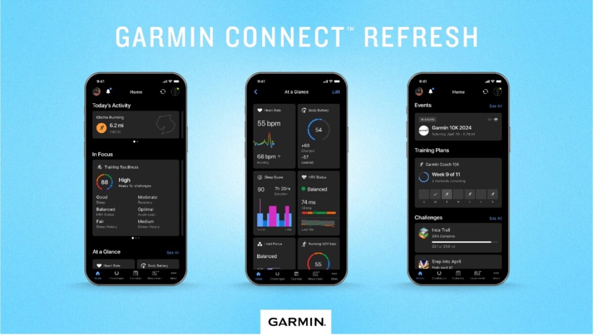 The new version of the Garmin Connect application