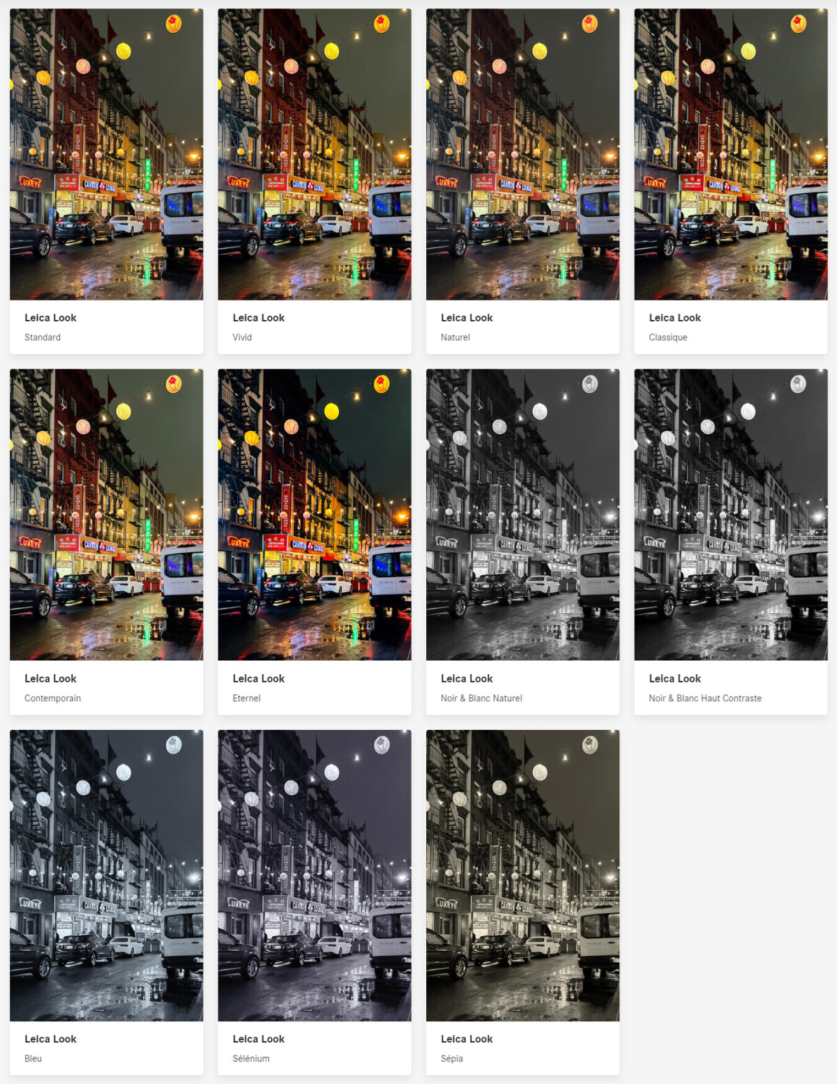Les looks de l'application Leica Lux sur iPhone