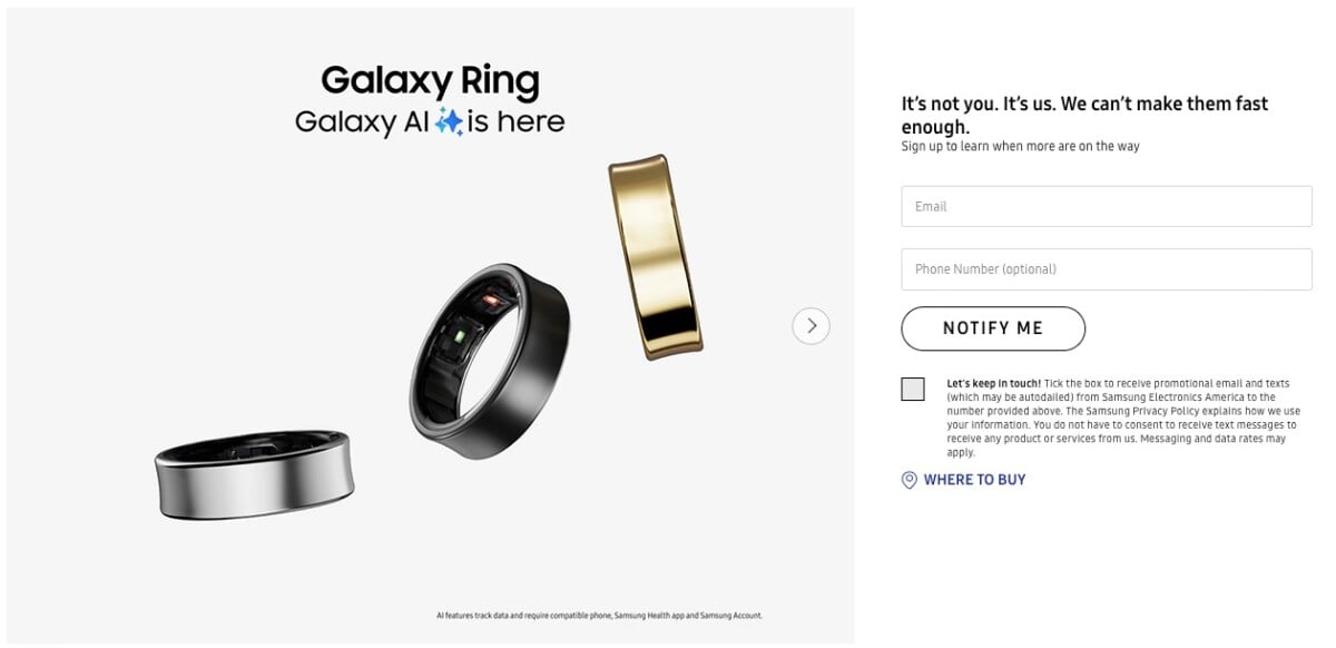 La Samsung Galaxy Ring en rupture de stock