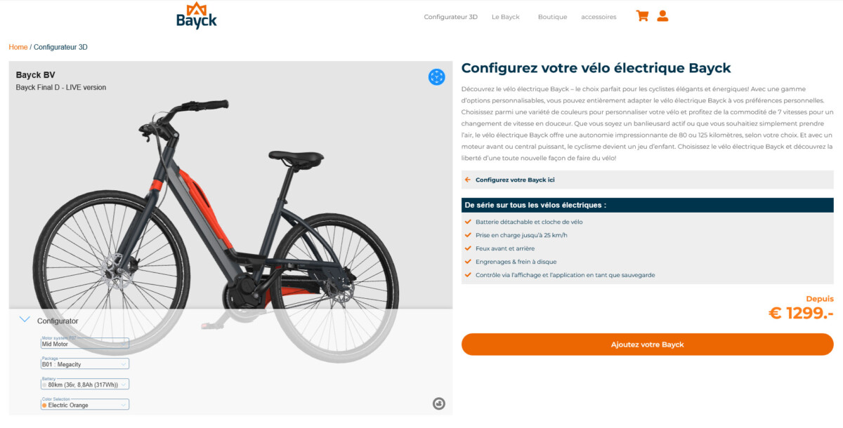 Bayck vélo Configurateur 3D