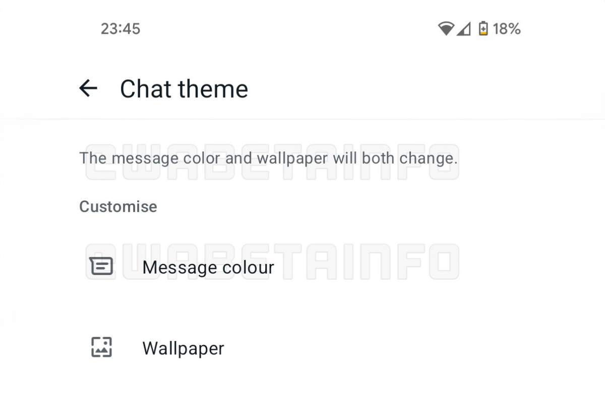 L'option de couleur des messages dans WhatsApp